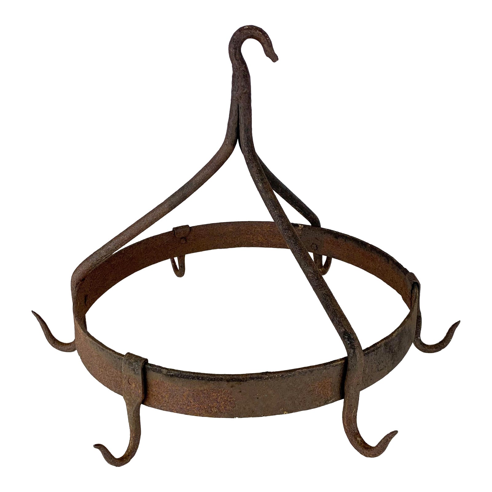 Antique Hand Forged Blacksmith Wrought Iron Meat Game Hook / Pot Rack ...