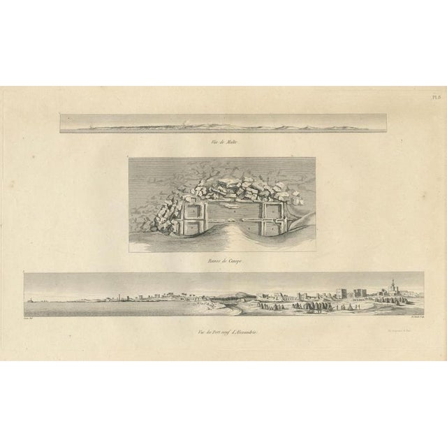 Alexandria Port Panorama, Denon, Napoleon Egypt Engraving, 1802 : This finely engraved panoramic view of the Port neuf of...
