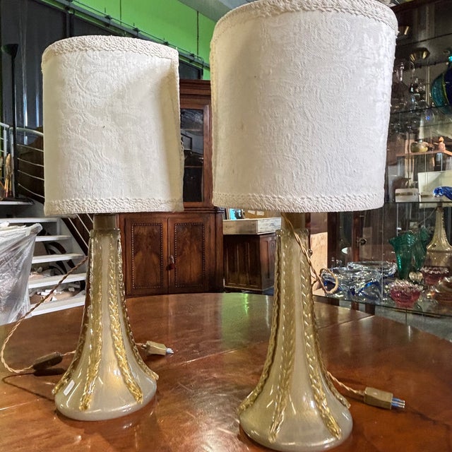 Vintage Murano Lamps by Ercole Barovier, 1950s, Set of 2 For Sale - Image 3 of 18