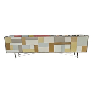 Glass & Brass Sideboard, 1980s For Sale
