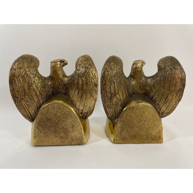 Metal Mid 20th Century Brass Federal Style Eagle Bookends - A Pair For Sale - Image 7 of 18