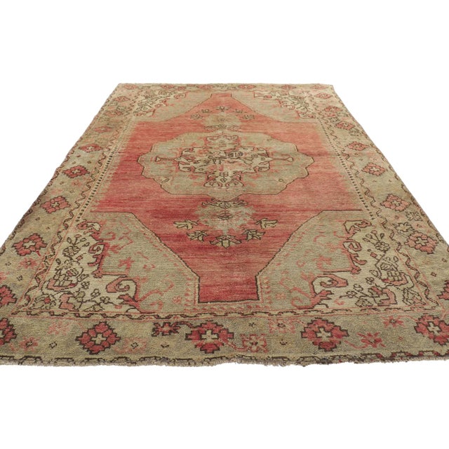 Modern Vintage Turkish Oushak Rug - 04'08 X 08'01 For Sale - Image 3 of 10