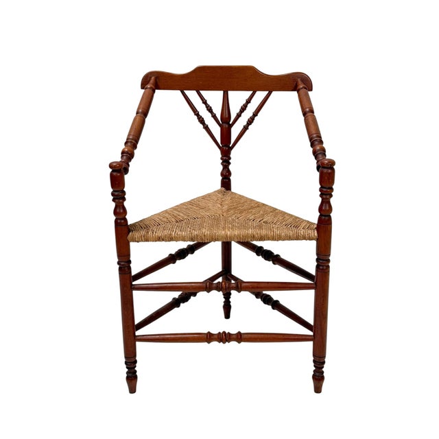 Antique French Provincial Triangular Corner Chair in Beech Frame, 1900s For Sale - Image 11 of 11