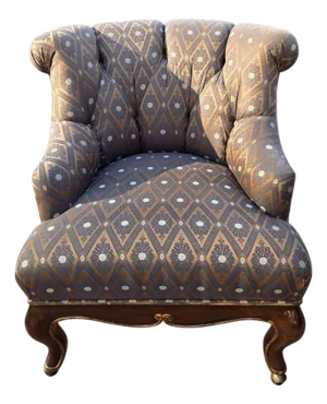 1990s Marge Carson Boudoir Lounge Accent Chair French Tuffed Wingback Armchair Regency