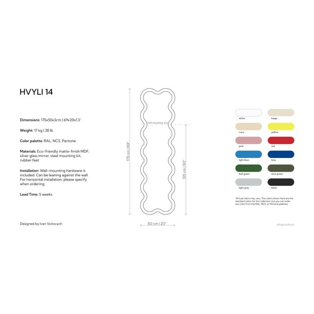 Contemporary Statement Contemporary Wavy Wall Mirror – Hvyli 14 Designed by Ivan Voitovych For Sale - Image 3 of 18