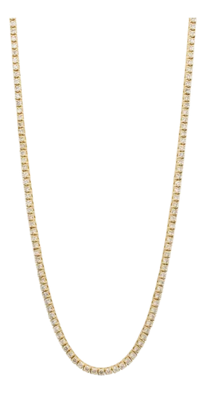 Ladies 10k Yellow Gold Diamond Tennis Chain Necklace