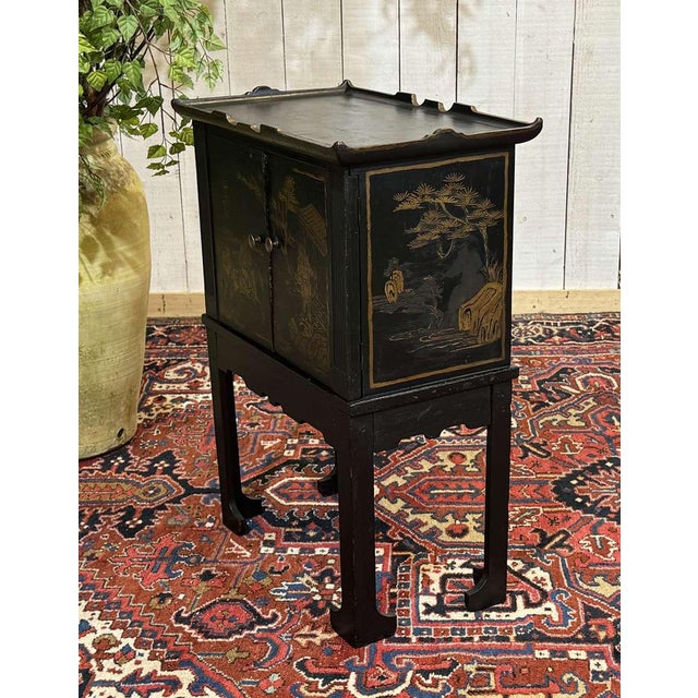 Small Painted Fir Wood Sideboard with Asian Decoration, 1950s For Sale - Image 6 of 16