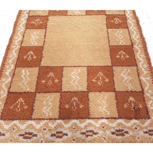 Mid-Century Modern Doris Leslie Blau Vintage Swedish Pile Rug in Geometric Checkerboard Design For Sale - Image 3 of 9