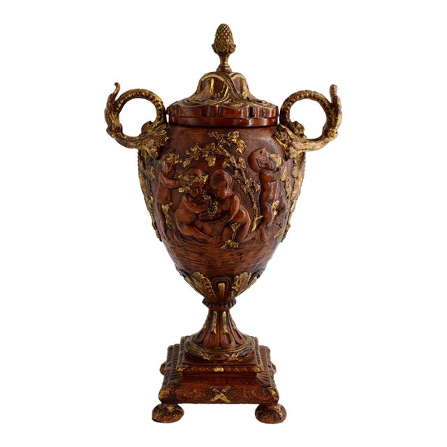 Maitland-Smith Neoclassical Urn Putti Cherub Bacchnalian 17" For Sale