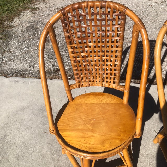 Mid Century Boho Rattan Swivel Dining Chairs Set of 4 Chairish