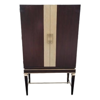 Ethan Allen “Evansview” Mahogany Bar Cabinet — Modern Classic Elegance in Two-Tone Finish For Sale