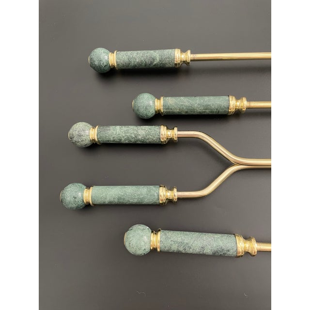 Vintage Green Marble Fireplace Tools - Set of 5 For Sale - Image 10 of 18