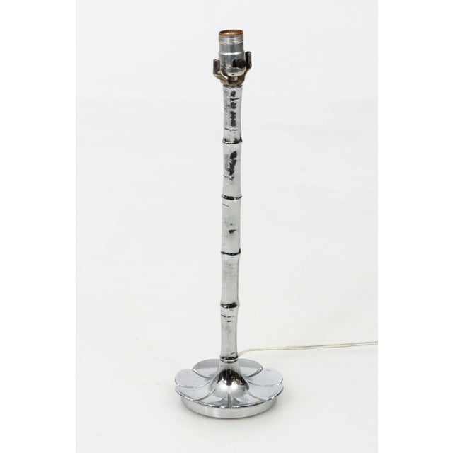 Silver Faux Bamboo Chrome Lamp For Sale - Image 8 of 8