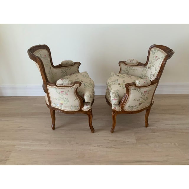 Matching pair of children’s chairs; very sturdy; beautiful silk brocade fabric; small but large enough for children of all...