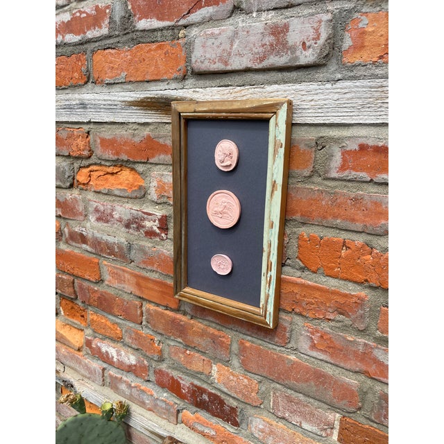 Classical Framed Grand Tour Style 3 Intaglios in 1880s Pine Frame For Sale - Image 6 of 7