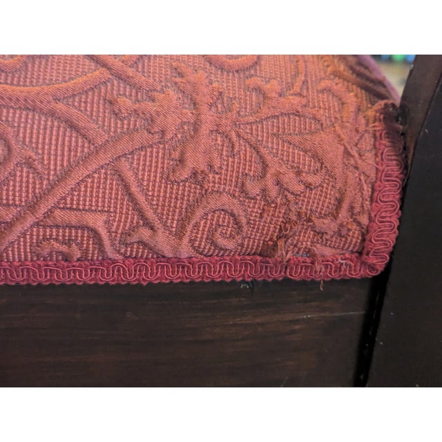 Vintage Wooden Armchair With Red Upholstery – Carved Details and Claw Feet, Vintage Accent Chair For Sale - Image 12 of 16