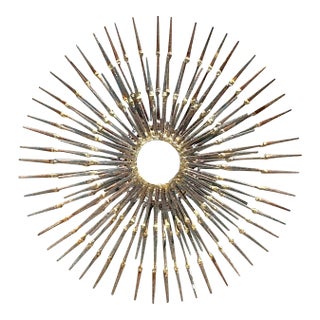 Vintage MCM Wrought Iron Sunburst For Sale