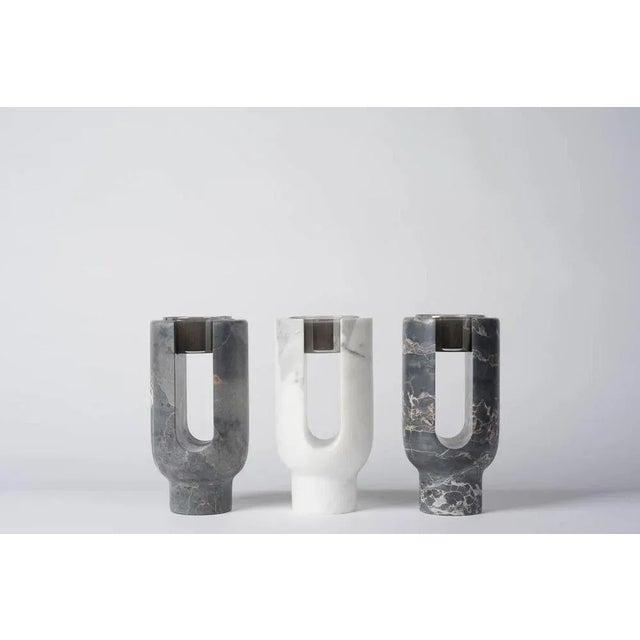 Aquatico Marble Lyra Candleholder by Dan Yeffet For Sale - Image 6 of 8