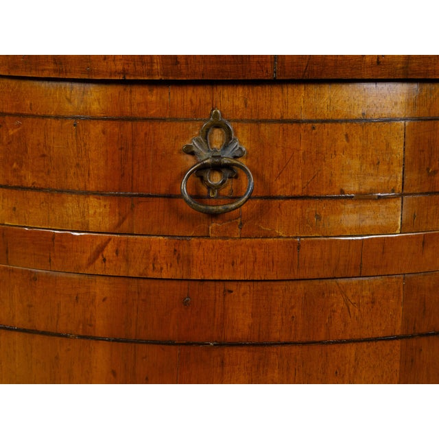 Brown Walnut 19th Century Italian Demi-Lune Table with Banding and Fluted Legs For Sale - Image 8 of 12