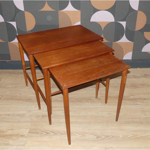1950s Scandinavian Teak Nesting Tables by Bertil Fridhagen for Bodafors, 1960s, Set of 3 For Sale - Image 5 of 18