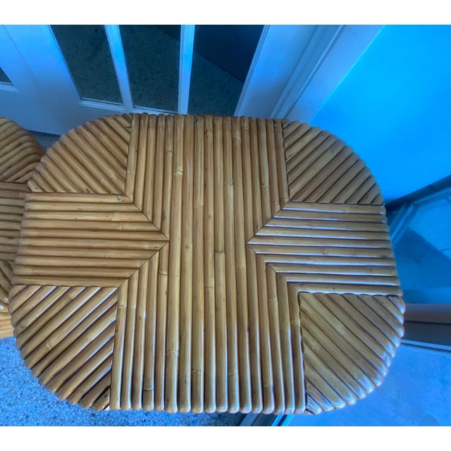 Tan Mid 20th Century Milo Baughman Style Bamboo Coffee and Side Tables - Set of 2 For Sale - Image 8 of 11