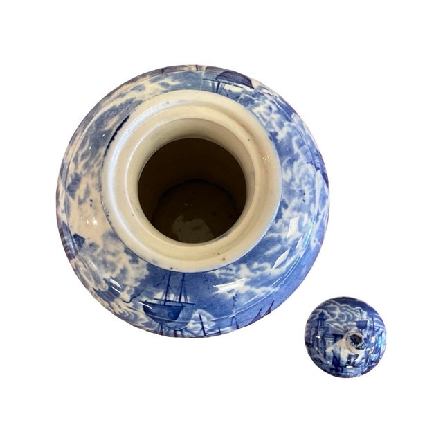 Late 19th Century Late 19th Century Small Blue and White Wedgwood Ferrarar Lidded Jar For Sale - Image 5 of 6