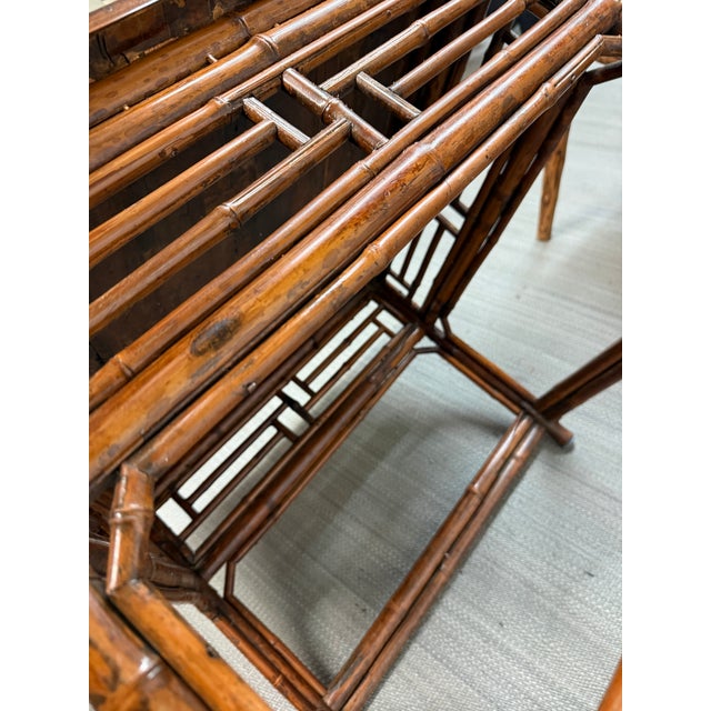 Organic Modern Dark Bamboo Side Table For Sale - Image 11 of 12