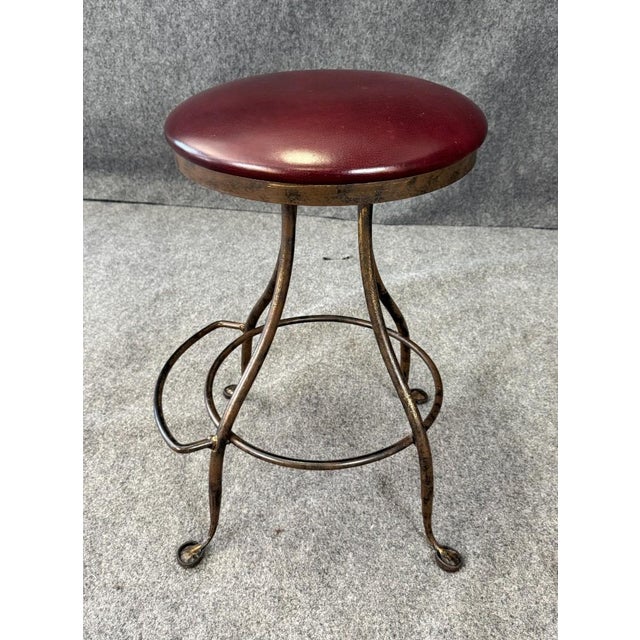 Early 21st Century Charleston Forge Leather and Iron Stool For Sale - Image 5 of 12