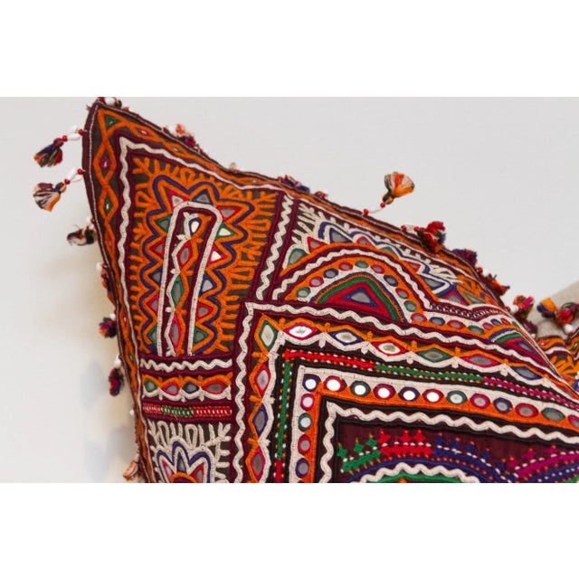 Jasmine Rajasthani Embroidered Decorative Pillow For Sale - Image 4 of 8