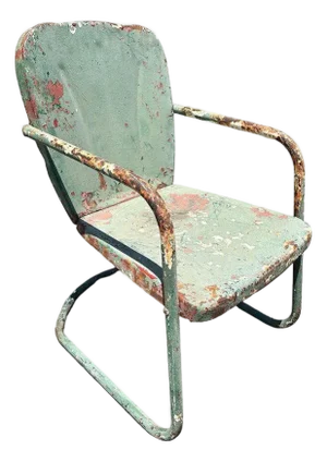 Mid-Century Steel Shellback Springer Patio Outdoor Lounge Chair
