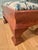Vintage Empire Style Maple Footstool With Blue and White Linen Upholstery For Sale - Image 10 of 12