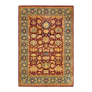 Mogul, One-of-a-Kind Hand-Knotted Area Rug in Red, 6' 2" x 9' 2" For Sale