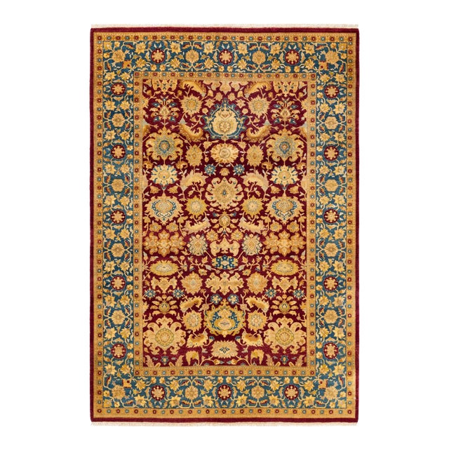 Mogul, One-of-a-Kind Hand-Knotted Area Rug in Red, 6' 2" x 9' 2" For Sale