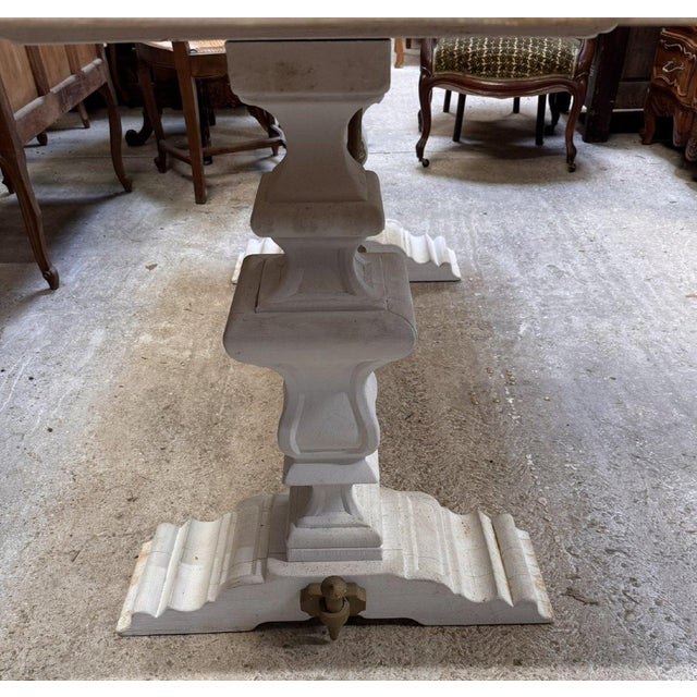 Industrial Industrial Table with Aerogum-Coated Top and Whitewashed Base, 1980s For Sale - Image 3 of 5