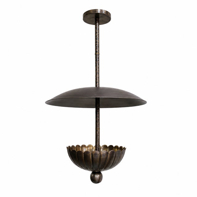 Antique Brass Flush Mount Ceiling Light, Handmade Brass Flower Petal Ceiling Fixture, Art Deco Ceiling Lamp for Bedroom Hallway Dining Room 18x30 For Sale - Image 11 of 13