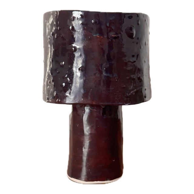 Minimalist Dark Violet Ceramic Table Lamp with bubble effect For Sale