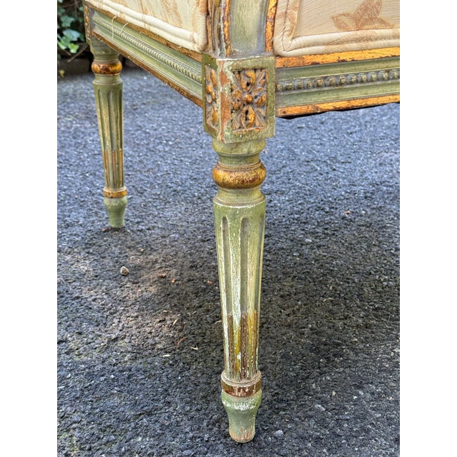 Green Vintage French Regency Parcel Gilt Upholstered Accent Armchair For Sale - Image 8 of 12