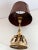 1970s Mid-Century Italian Palm Leaf Table Lamp in Brass with Leather Lampshade, 1970s For Sale - Image 5 of 12