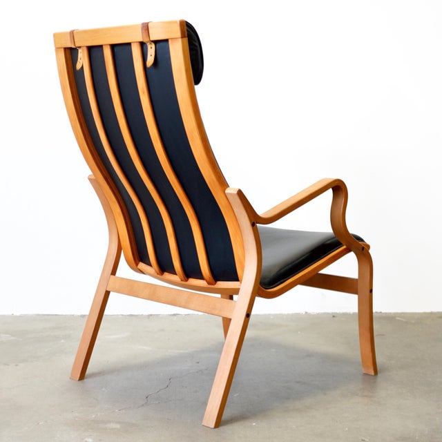Wood 1960s Attributed to Skovby Møbelfabrik "Bern" Bentwood Beech Armchair With Leather Upholstery For Sale - Image 7 of 7