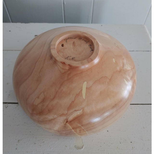 Late 20th Century Artisan Crafted & Signed Yellow Birch Wood Bowl For Sale - Image 4 of 6