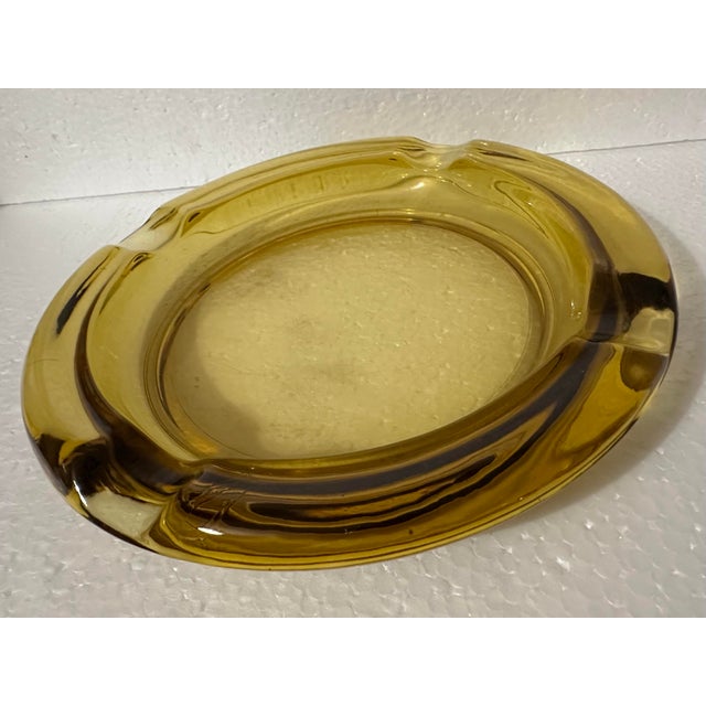 Vintage 1970s Large Amber Glass Ashtray/Catchall For Sale - Image 9 of 10