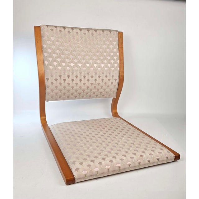 Mid 20th Century Mid 20th Century Four Japanese Tatami Bentwood Chair With Silk Brocade Cushions For Sale - Image 5 of 9