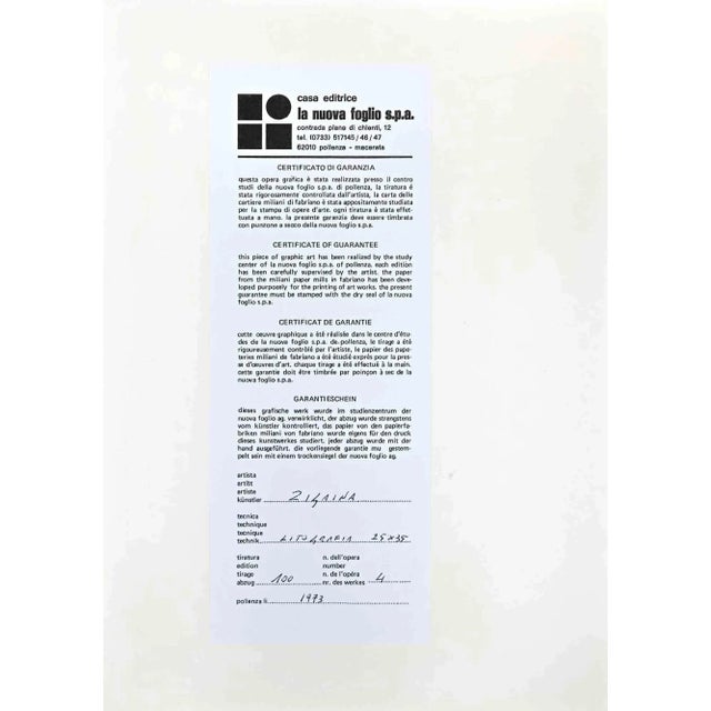 The Moth is a wonderful colored lithograph on paper, realized in 1973 by the Italian artist Giuseppe Zigaina, and...