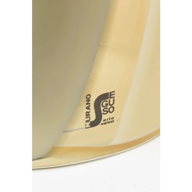 Murano Vintage Seguso Vetri d'Arte Striped Tan, Beige, Gray Glass Vase With Large Side Bubbles For Sale - Image 12 of 13