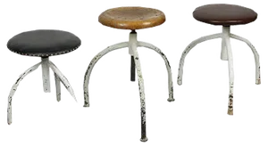 Vintage Industrial Adjustable Swivel Stools, Set of 3