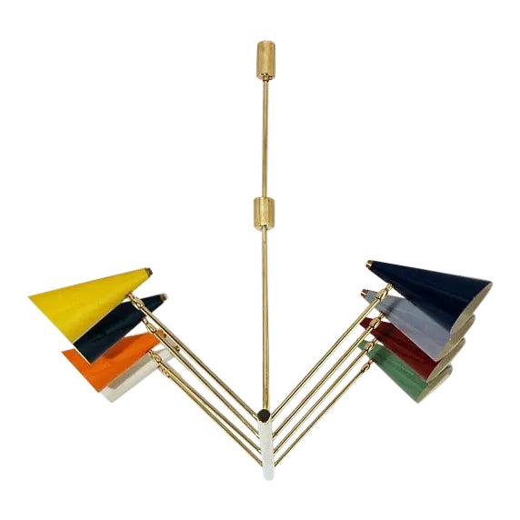 Mid-Century Multi Colored Chandelier For Sale
