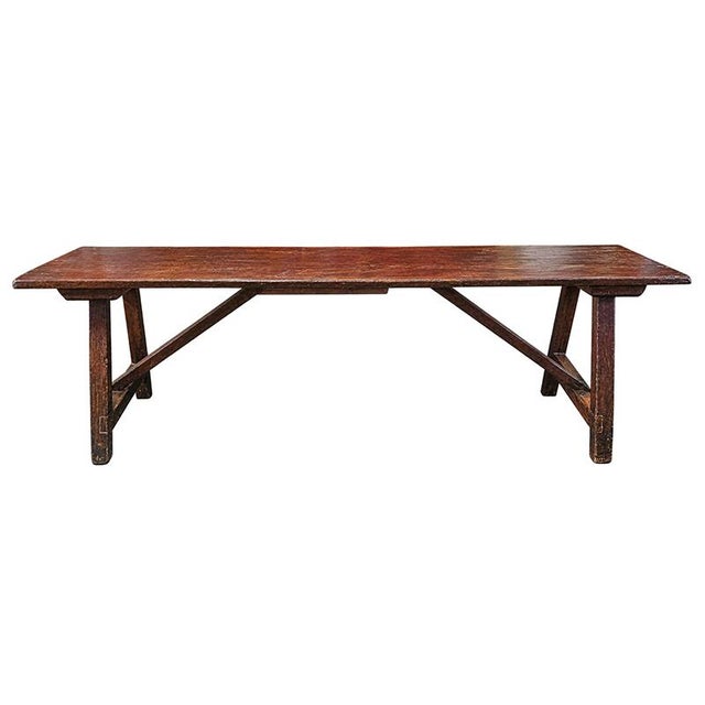 Wood Large 18th Century Rustic Wooden Refectory Table For Sale - Image 7 of 7