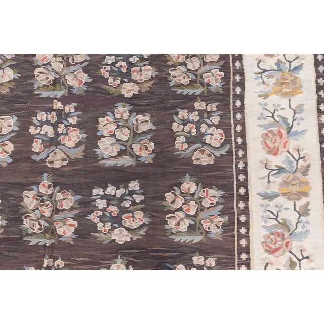 Antique Bessarabian Kilim Rug, Handwoven Floral Tapestry For Sale - Image 4 of 8