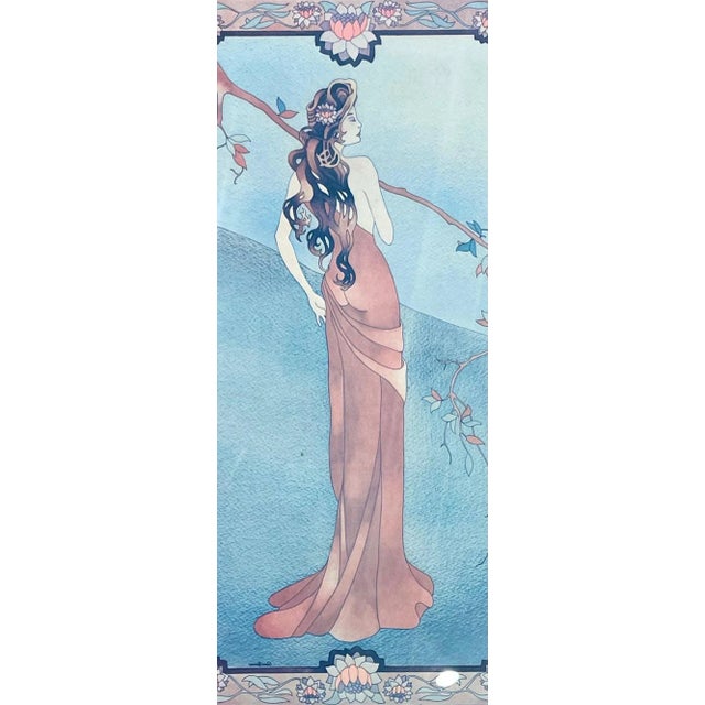 Art Nouveau "Elegant Woman in the Forest", Print by Bernard Picture Company. In the manner of Alphonse Maria Mucha.