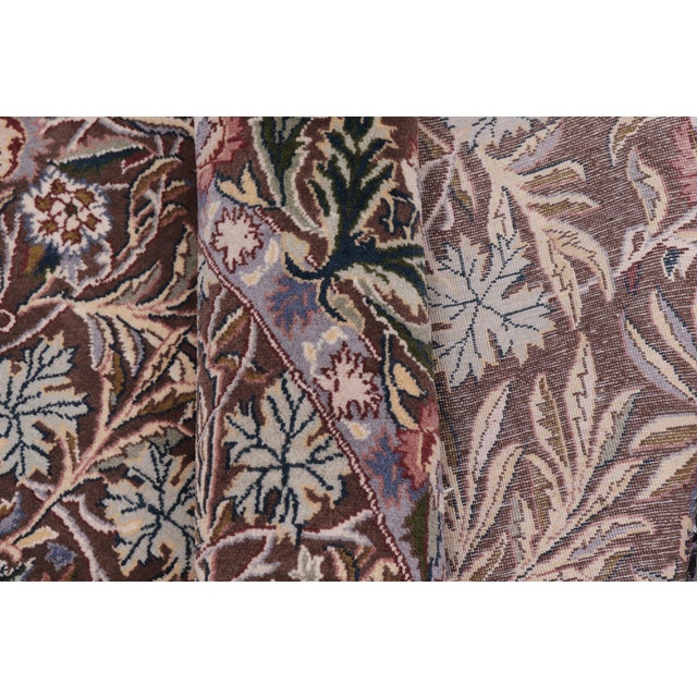 Brown Botanical 1990's Pak-Persian Brown/Gray Wool Round Rug- 6'2'' X 6'3'' For Sale - Image 8 of 9